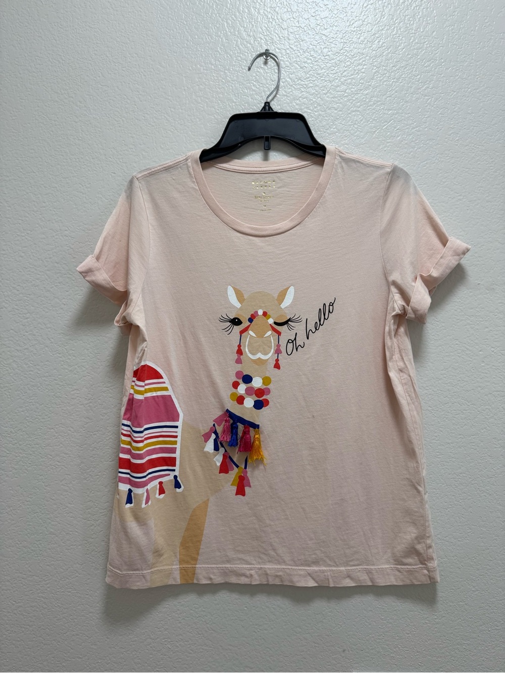 kate spade Pale Pink Llama Tassel Short Sleeve Tee